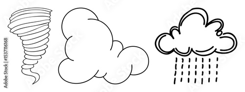 Vector Weather Depicting a Tornado Wind and Rain Cloud