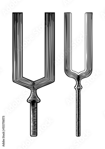 Vector Detailed of two tuning forks with parallel lines.