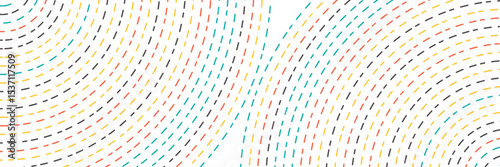 White abstract background with colorful circle dotted lines radial. technology hi-tech futuristic template. Vector illustration.