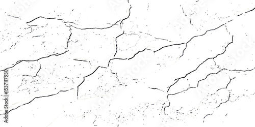 "Grunge black cracks on white distressed surface, perfect for abstract backgrounds, overlays, and creating aged or damaged effects"