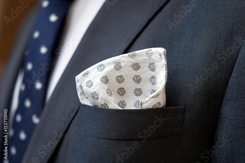 Elegant pocket square adds finesse to a stylish suit at a formal event