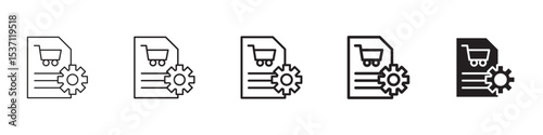 Procurement icons in black outline, solid and colored style