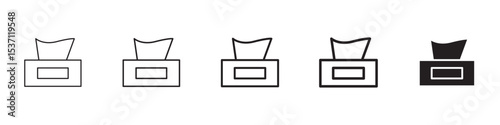 Tissue box icons in black outline, solid and colored style
