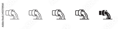 Wastewater icons in black outline, solid and colored style