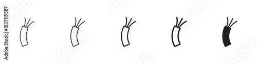 Electric cable icons in black outline, solid and colored style