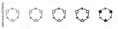 Adaptation icons in black outline, solid and colored style