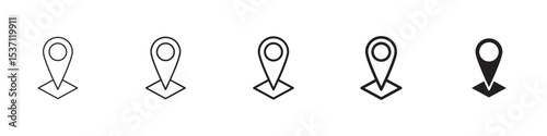 Land layer location icons in black outline, solid and colored style