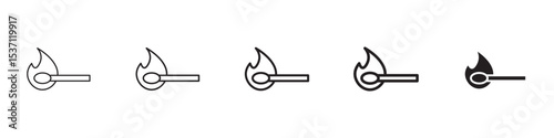 Match fire icons in black outline, solid and colored style