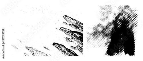 Vector Abstract rock formations and brushstroke hand .