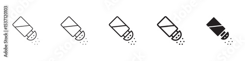 Salt shaker icons in black outline, solid and colored style