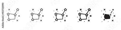 Constellation icons in black outline, solid and colored style