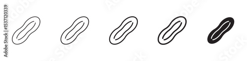 Peanut icons in black outline, solid and colored style