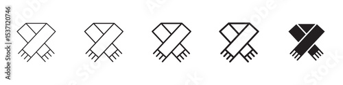 Scarf icons in black outline, solid and colored style