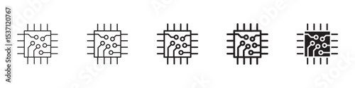 Microchip icons in black outline, solid and colored style