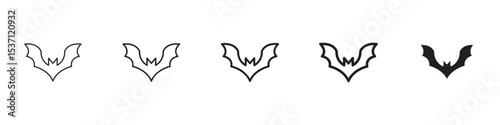 Bat icons in black outline, solid and colored style