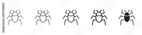 Bugs icons in black outline, solid and colored style