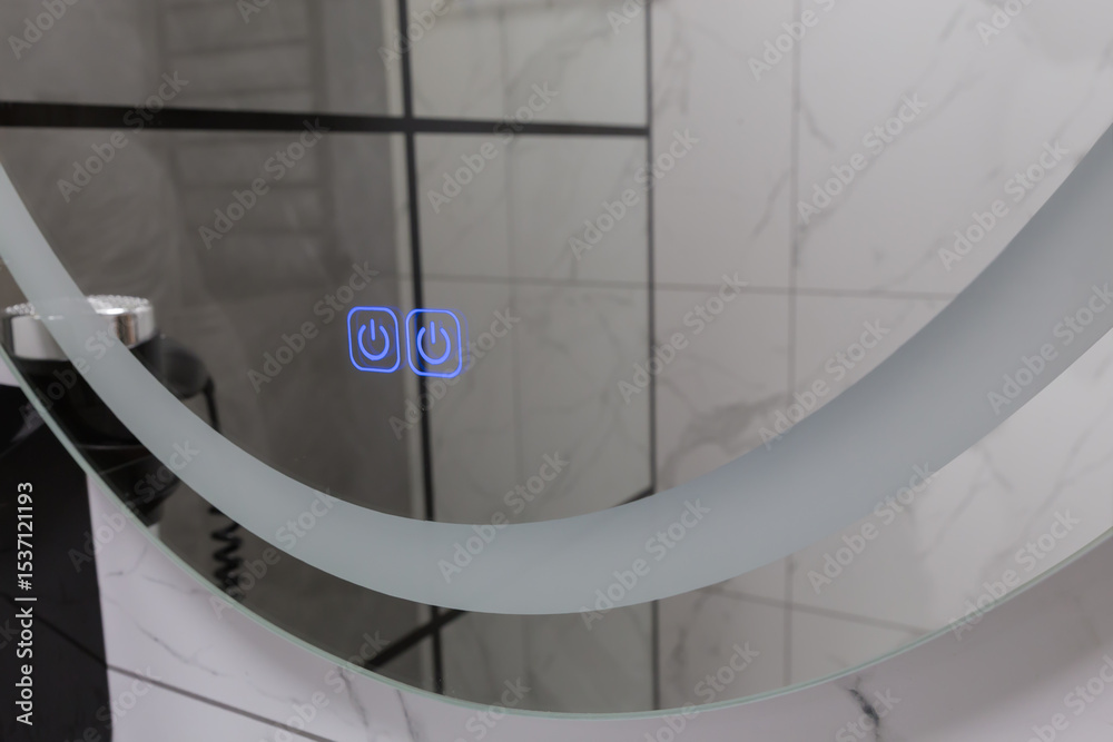 Obraz premium Mirror with electric backlight in bathroom in the off state