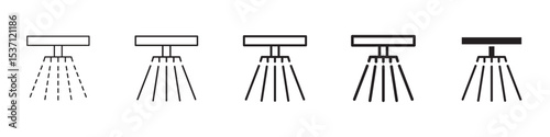 Sprinkler icons in black outline, solid and colored style