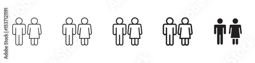 Toilet icons in black outline, solid and colored style