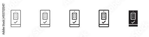 Reservation smartphone icons in black outline, solid and colored style