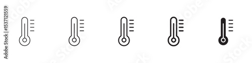Temperature icons in black outline, solid and colored style