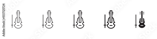 Cello icons in black outline, solid and colored style
