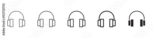 Ear muffs icons in black outline, solid and colored style