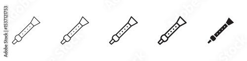 Flute icons in black outline, solid and colored style