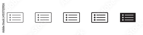 Menu list button icons in black outline, solid and colored style