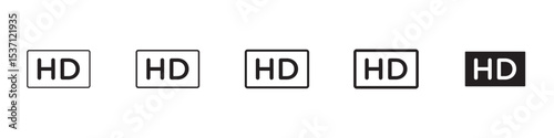 High definition icons in black outline, solid and colored style