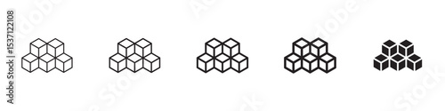 Cubes icons in black outline, solid and colored style