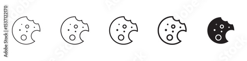 Cookie icons in black outline, solid and colored style
