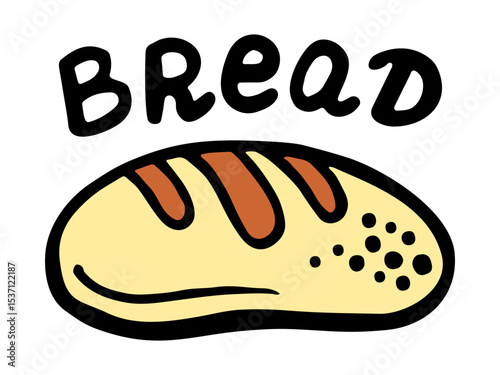 
Vector color illustration of a loaf of bread, with a clear signature on top, on a white isolated background