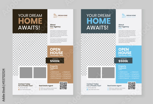 Real Estate Flyer Template for Home Sale Promotion leaflet