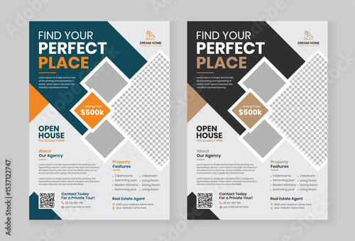 Real Estate Flyer Template for Home Sale Promotion leaflet