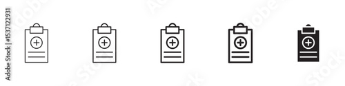 Prescription icons in black outline, solid and colored style