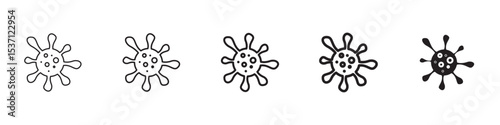 Bacteria icons in black outline, solid and colored style