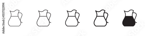 Jug icons in black outline, solid and colored style
