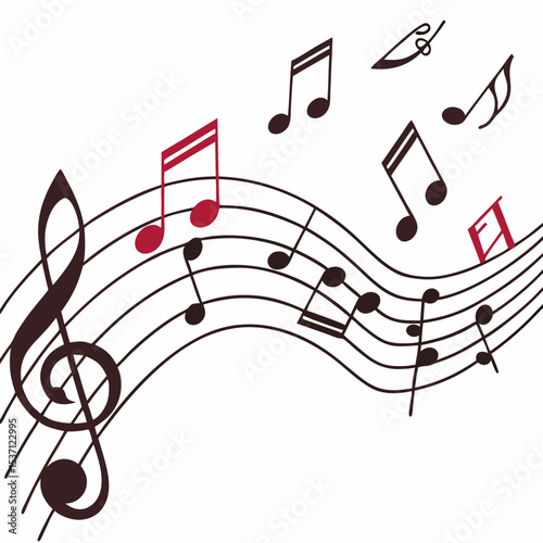 Musical notes treble clef staff music background