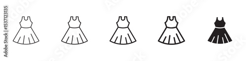 Dress icons in black outline, solid and colored style
