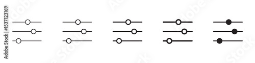 Filter Button icons in black outline, solid and colored style