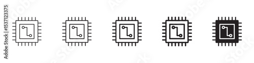 Microchip icons in black outline, solid and colored style