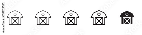 Farm icons in black outline, solid and colored style