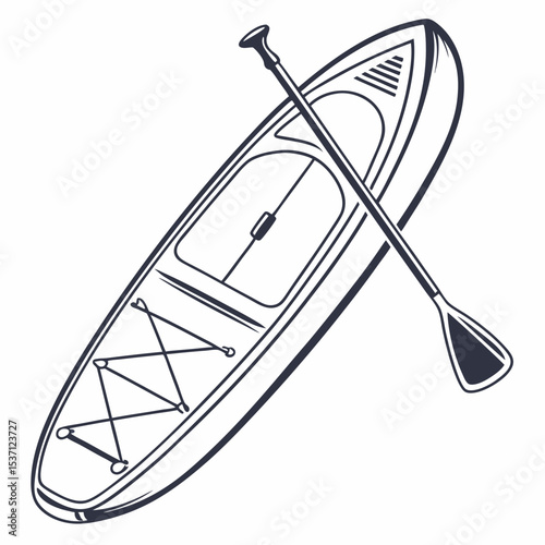 Stand up paddleboard and paddle illustration
