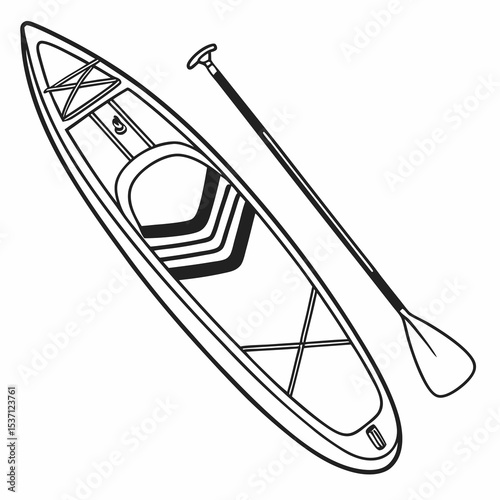 Stand up paddleboard and paddle illustration