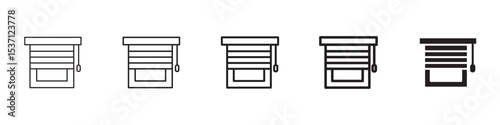 Blinds icons in black outline, solid and colored style
