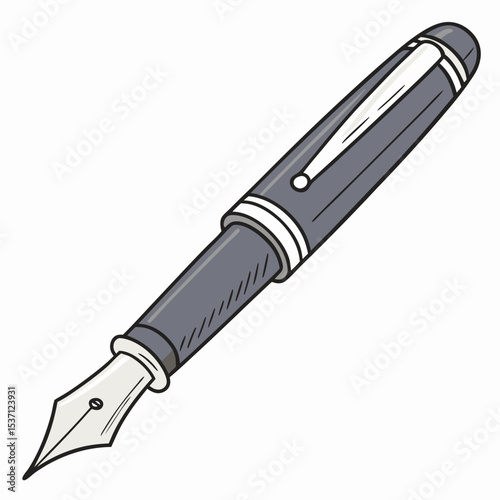Professional fountain pen illustration transparent background