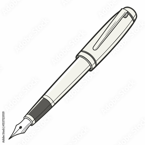 Professional fountain pen illustration isolated on white