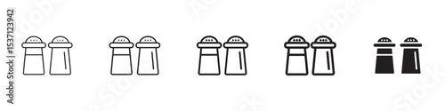 Salt pepper icons in black outline, solid and colored style