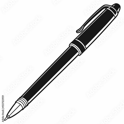 Black and white illustration of a classic pen